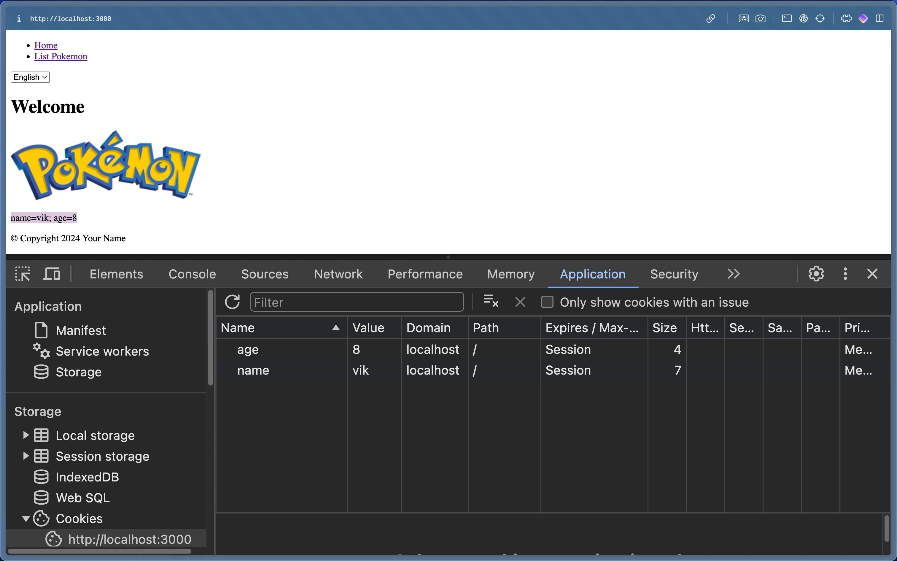 Setting cookies manually in the browser