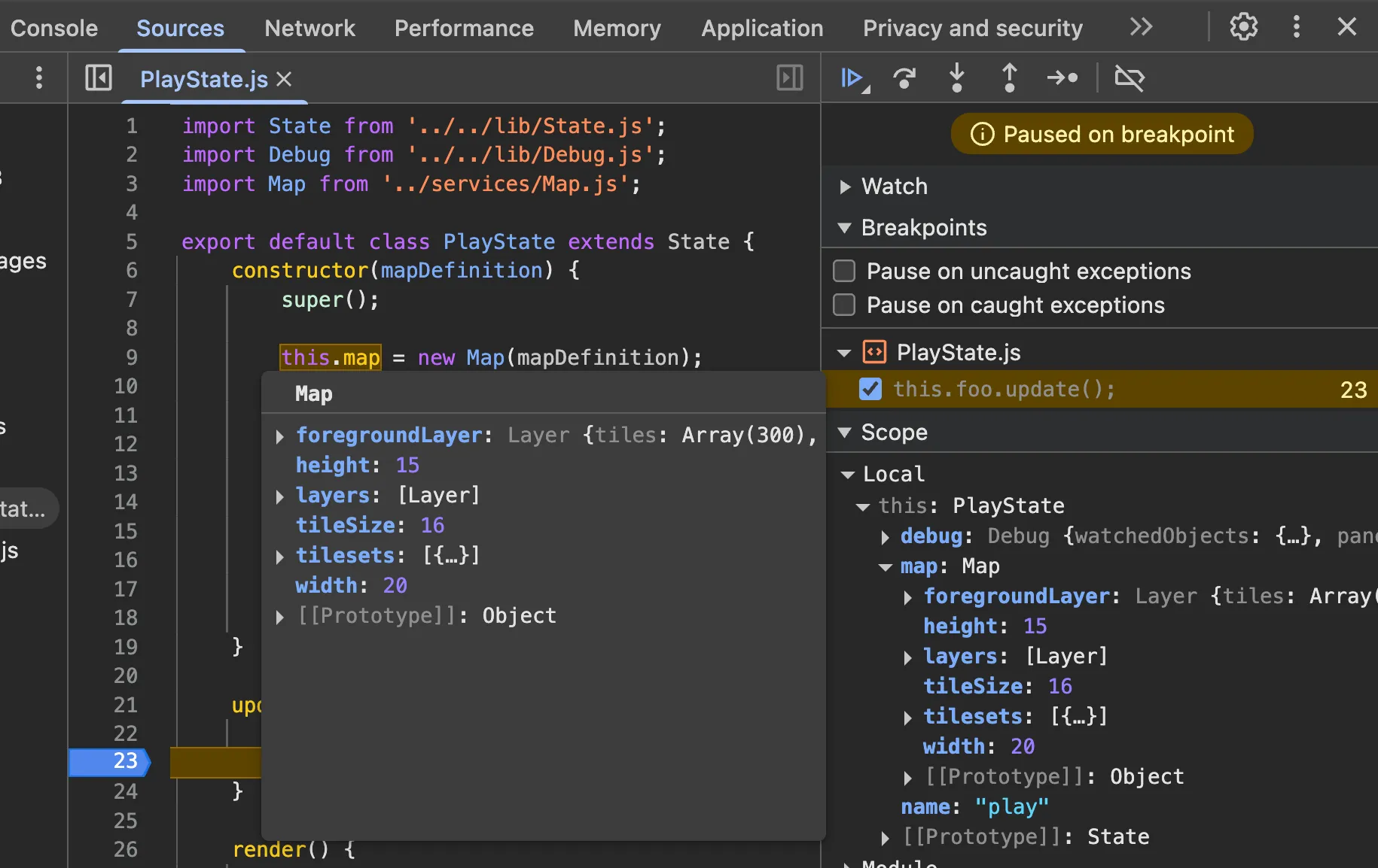 Screenshot: Variable inspection in Scope panel